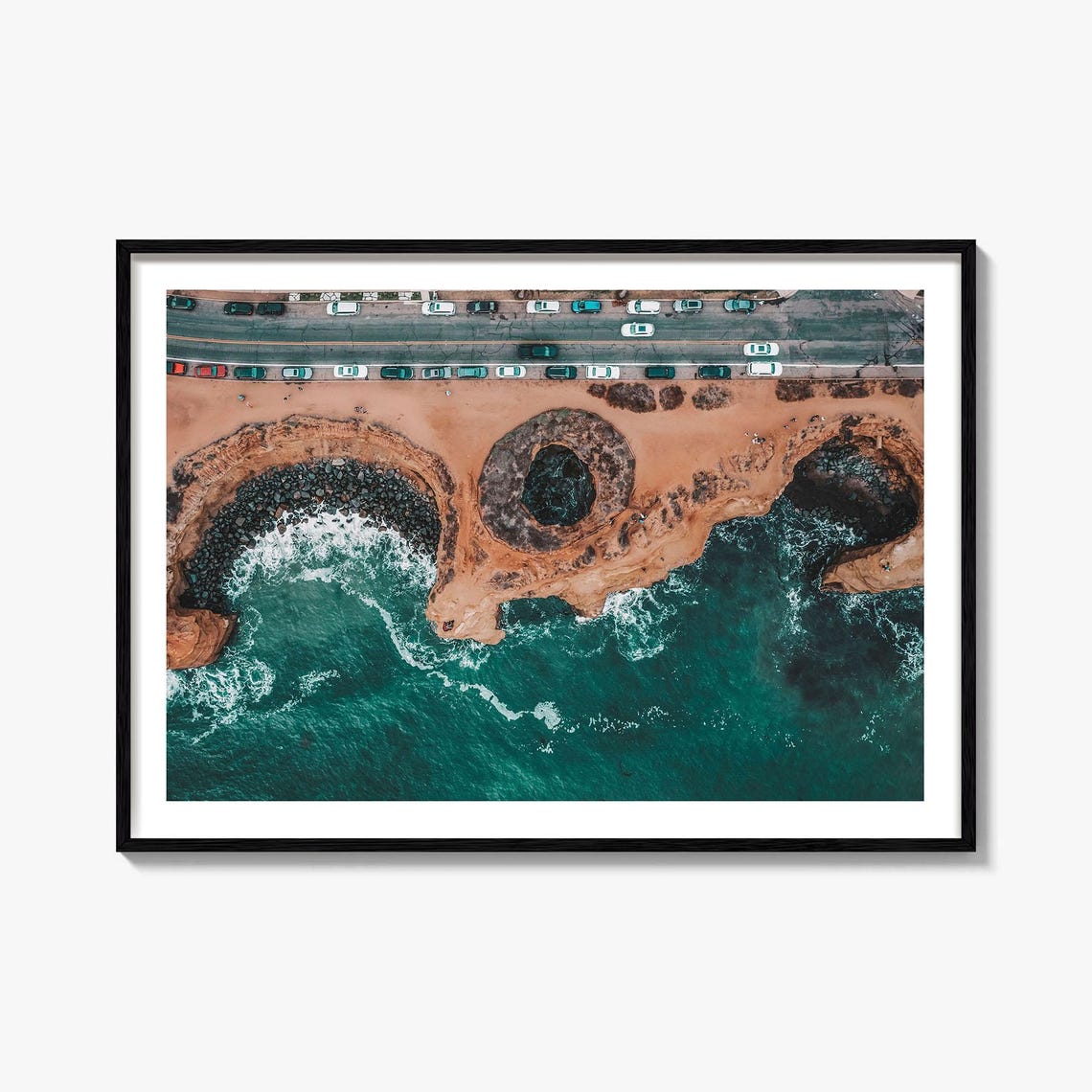 Sunset Cliffs Aerial Ocean Rock Formation Coastal Photo Poster