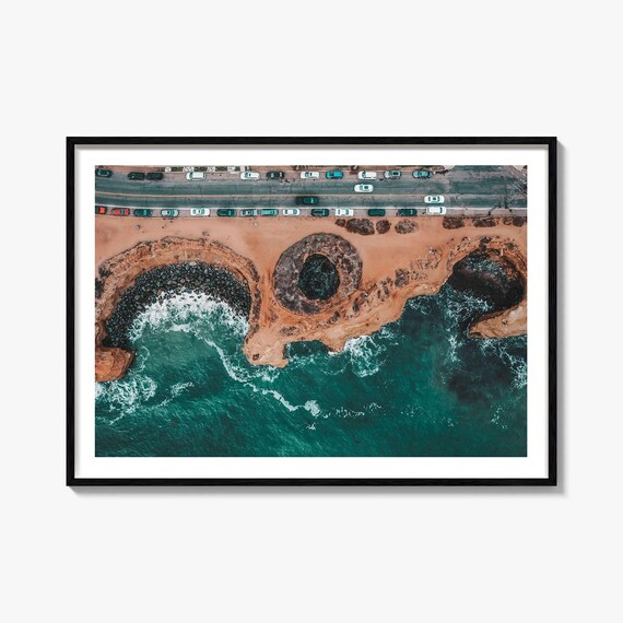 Sunset Cliffs Aerial Ocean Rock Formation Coastal Photo Poster