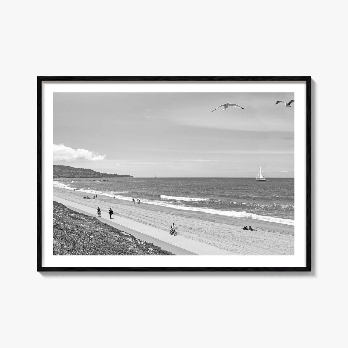 Redondo Beach Black And White Travel Poster