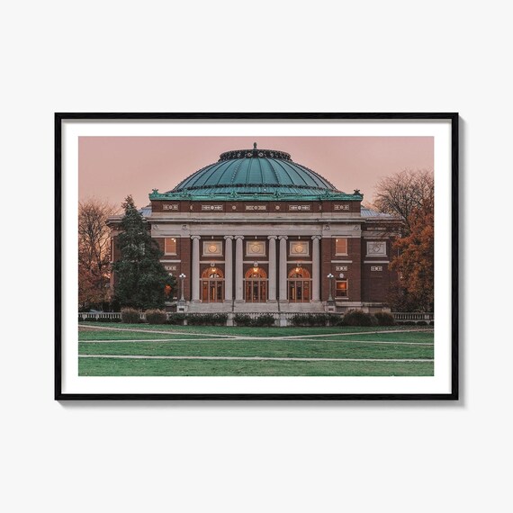Champaign Illinois Foellinger Auditorium Dome Sunset Campus Poster