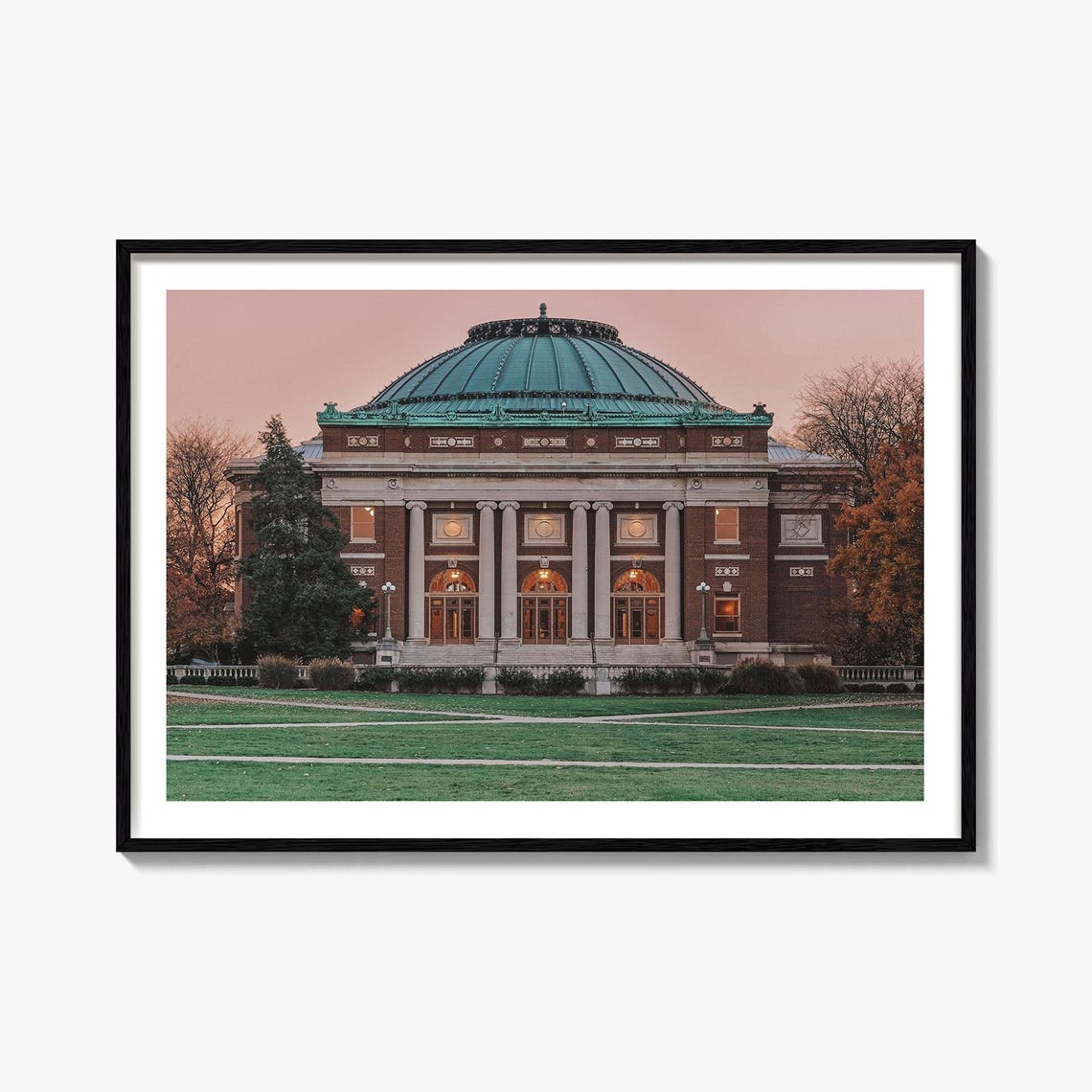 Champaign Illinois Foellinger Auditorium Dome Sunset Campus Poster