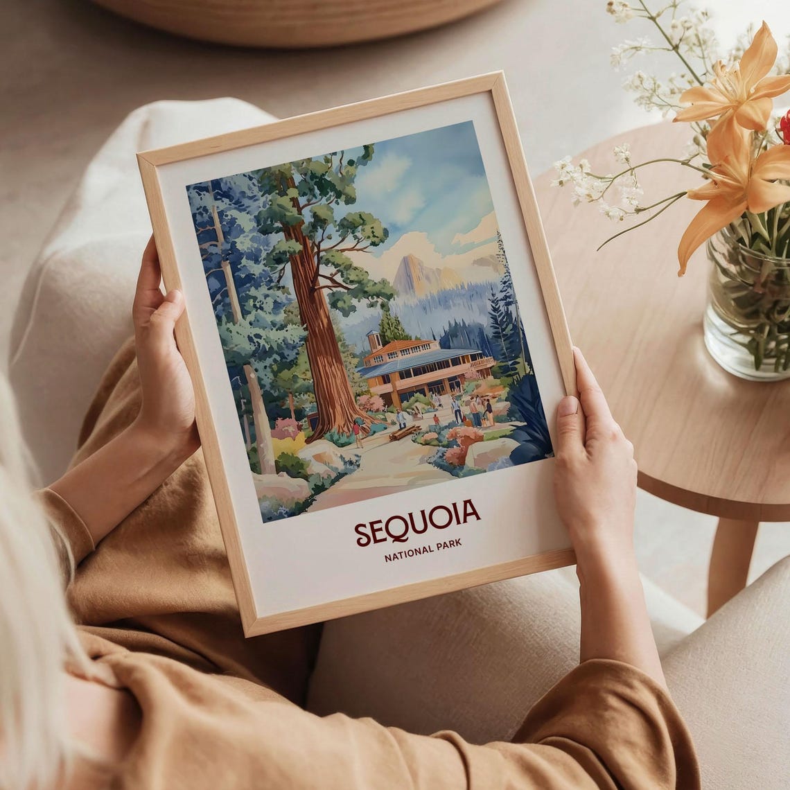 Sequoia National Park Giant Trees Watercolor Poster Forest View - Image 5