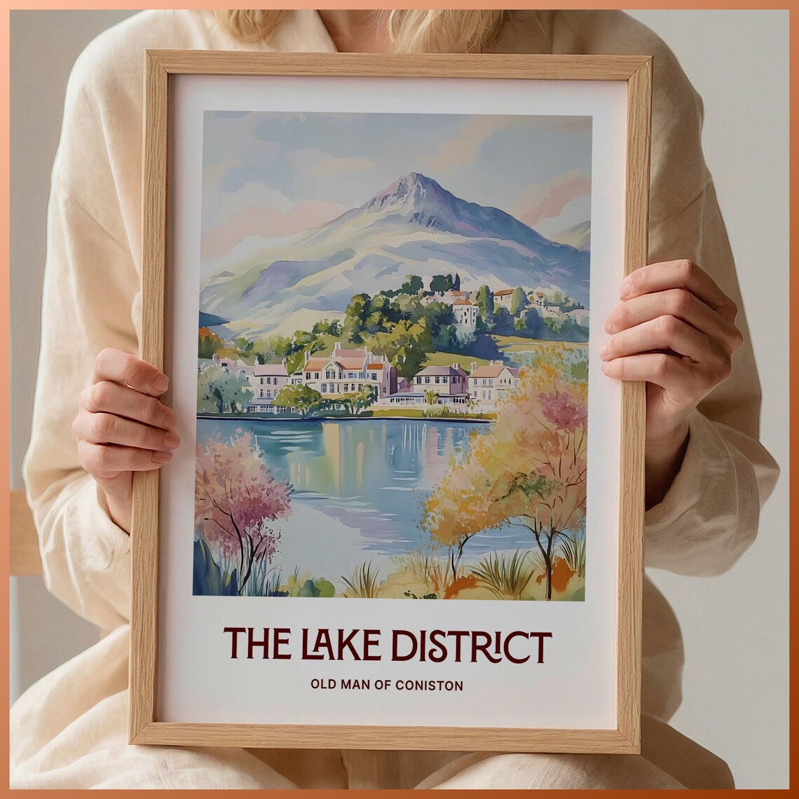 Lake District Old Man Of Coniston Fell Watercolor Travel Poster