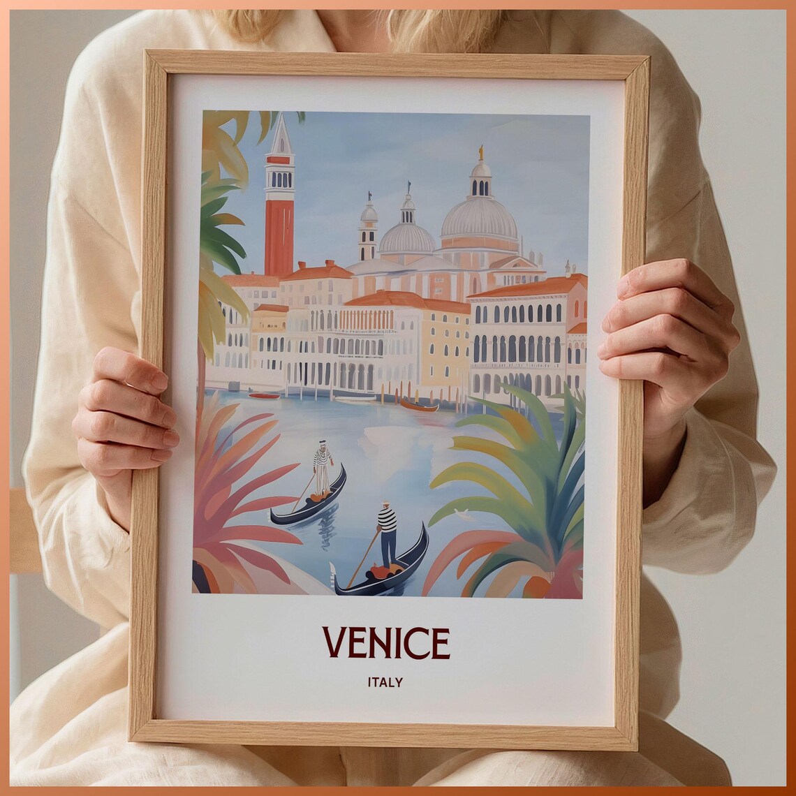 Venice Italy Gondolas St Marks Campanile Canal Travel Art Poster