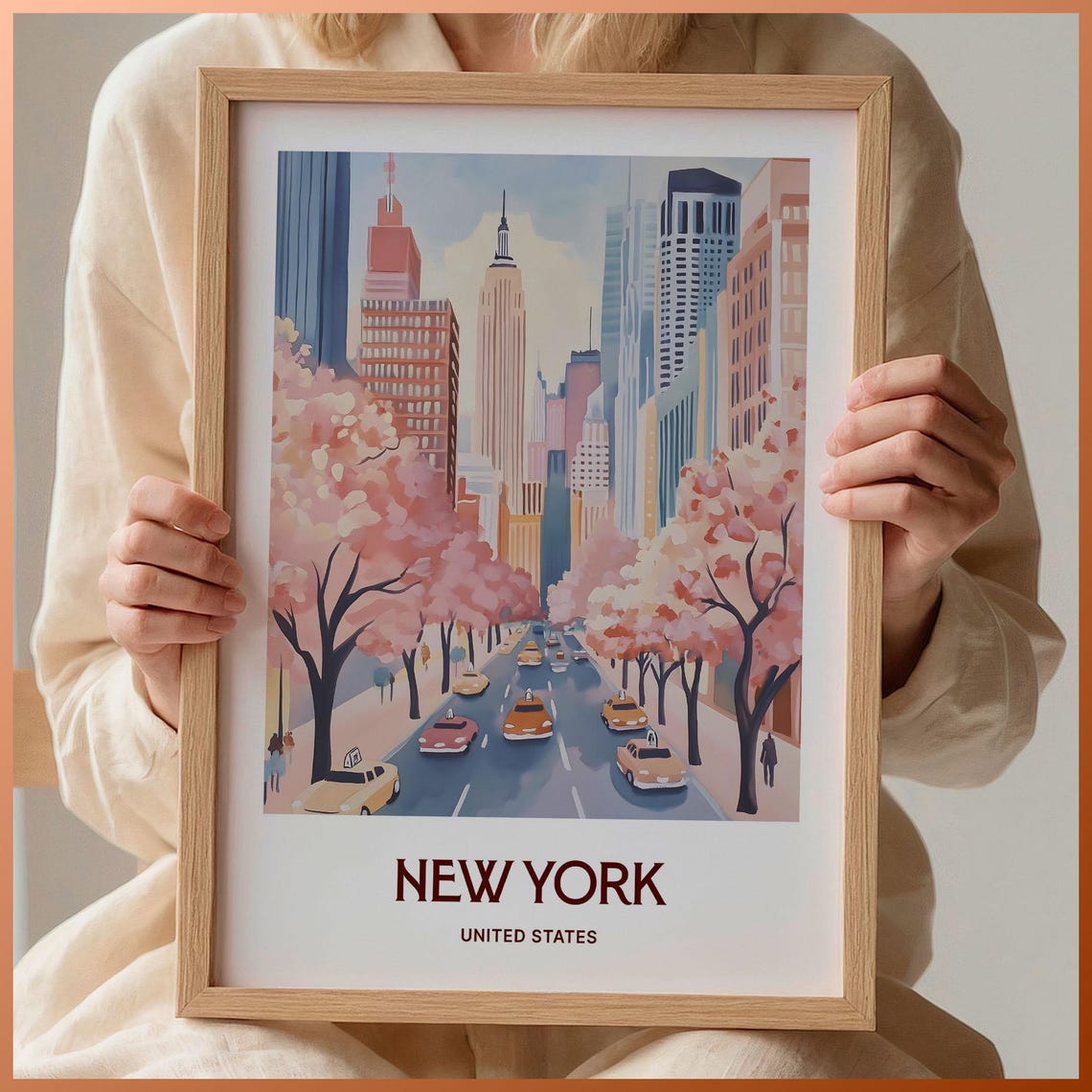 New York City Empire State Building Spring Blossom Poster Art