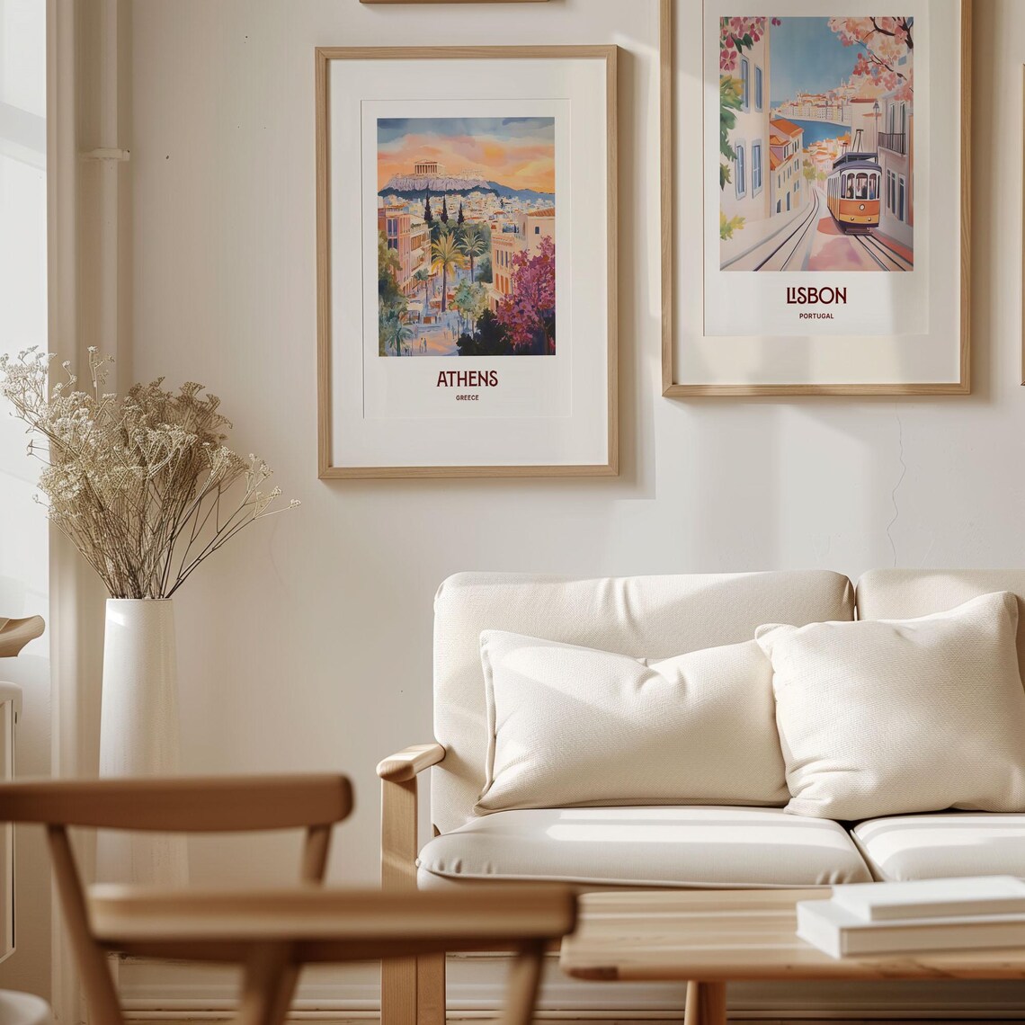 Athens Greece Sunset Acropolis Cityscape Watercolor Travel Poster - Image 4