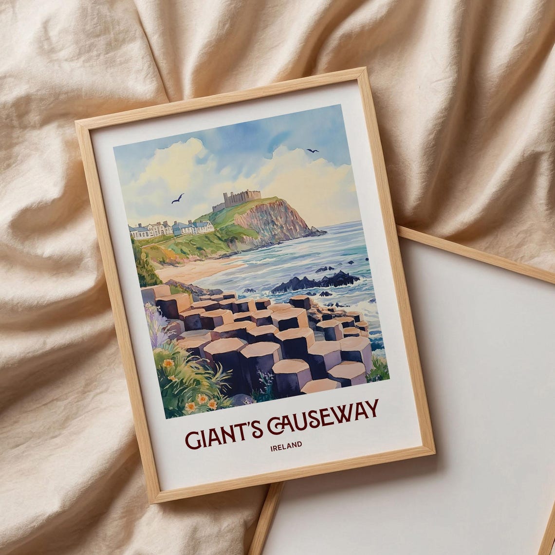 Giants Causeway Ireland Basalt Rock Columns Seaside Travel Poster - Image 3
