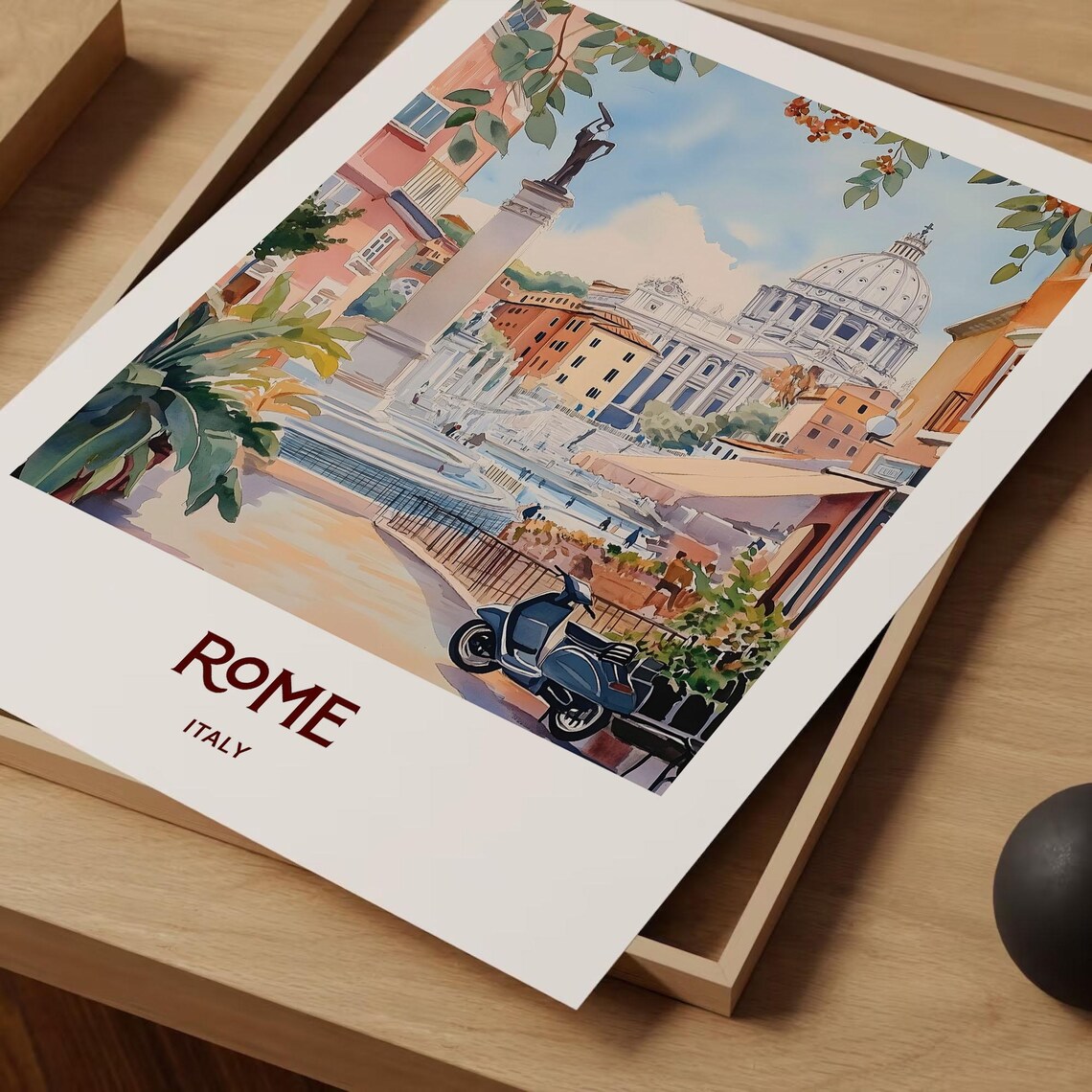 Rome Italy Pastel Vatican Basilica Street Scene Travel Poster - Image 2