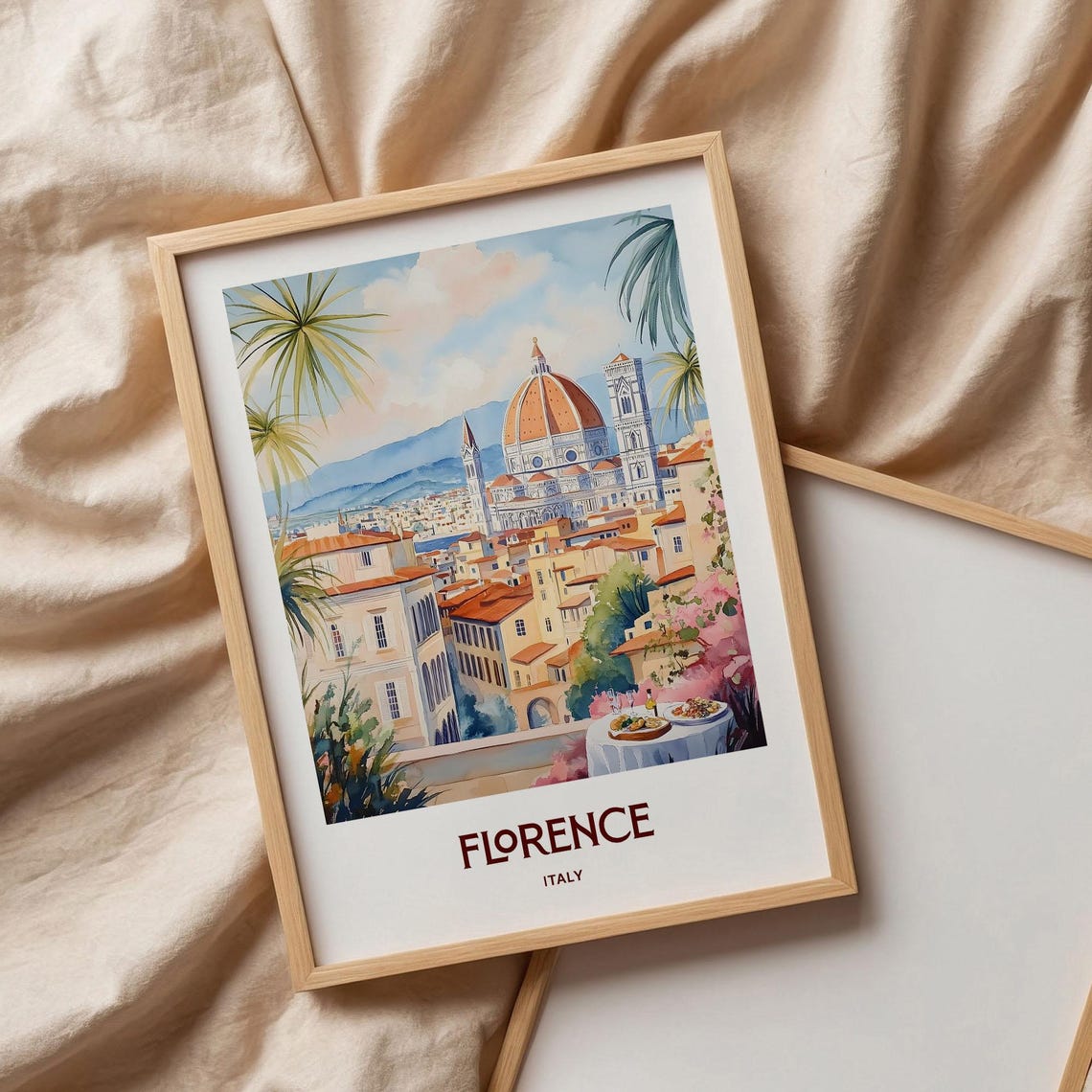 Florence Italy Duomo Cathedral Skyline Watercolor Travel Poster - Image 3