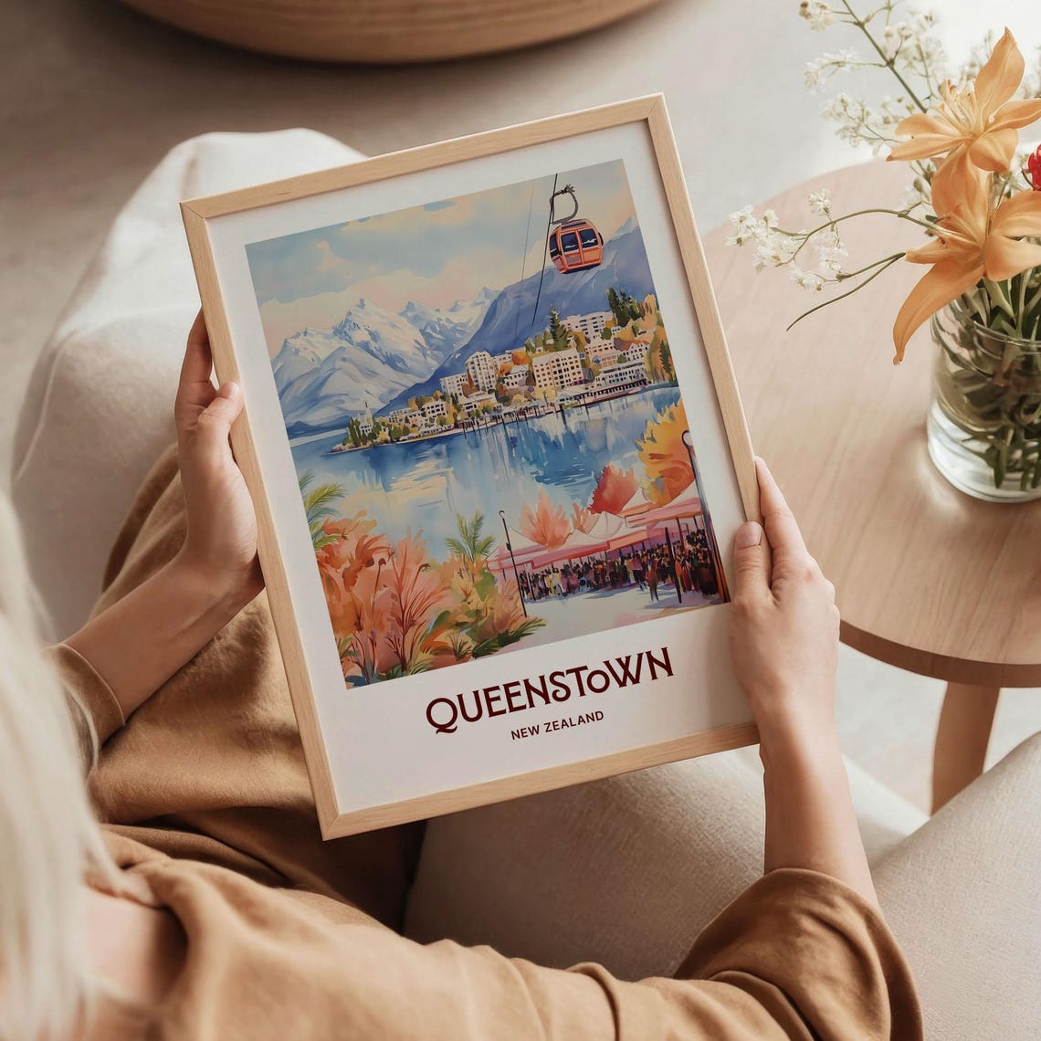 Queenstown Travel Poster New Zealand Wall Art Minimalist Coastal Art Retro Travel Print Pastel Cityscape Decor C35 716 - Image 5