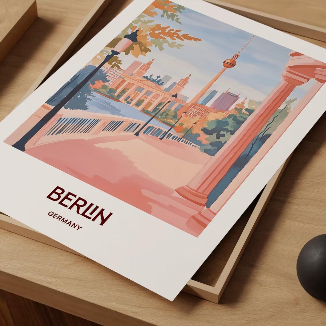 Berlin Germany TV Tower Skyline Charming Riverside Walk Poster - Image 2