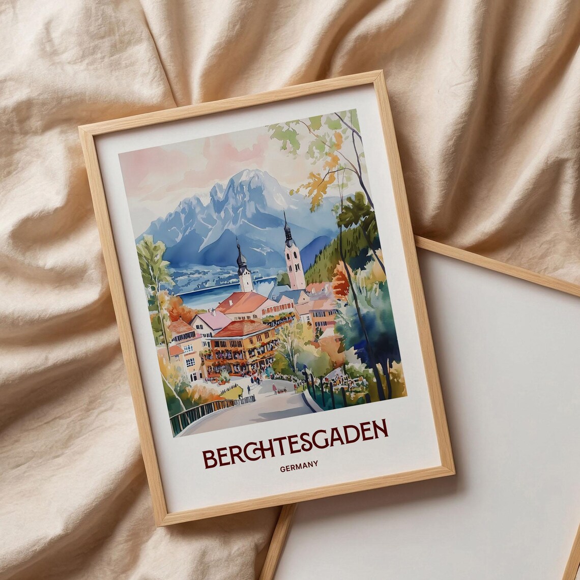 Berchtesgaden Germany Alpine Village Mountain Watercolor Travel Poster - Image 3