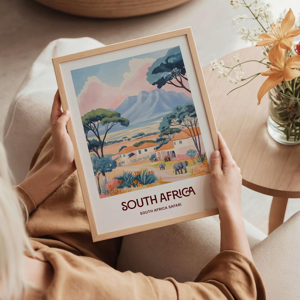 South Africa Safari Elephants Lodge Mountain Savanna Poster Art - Image 5