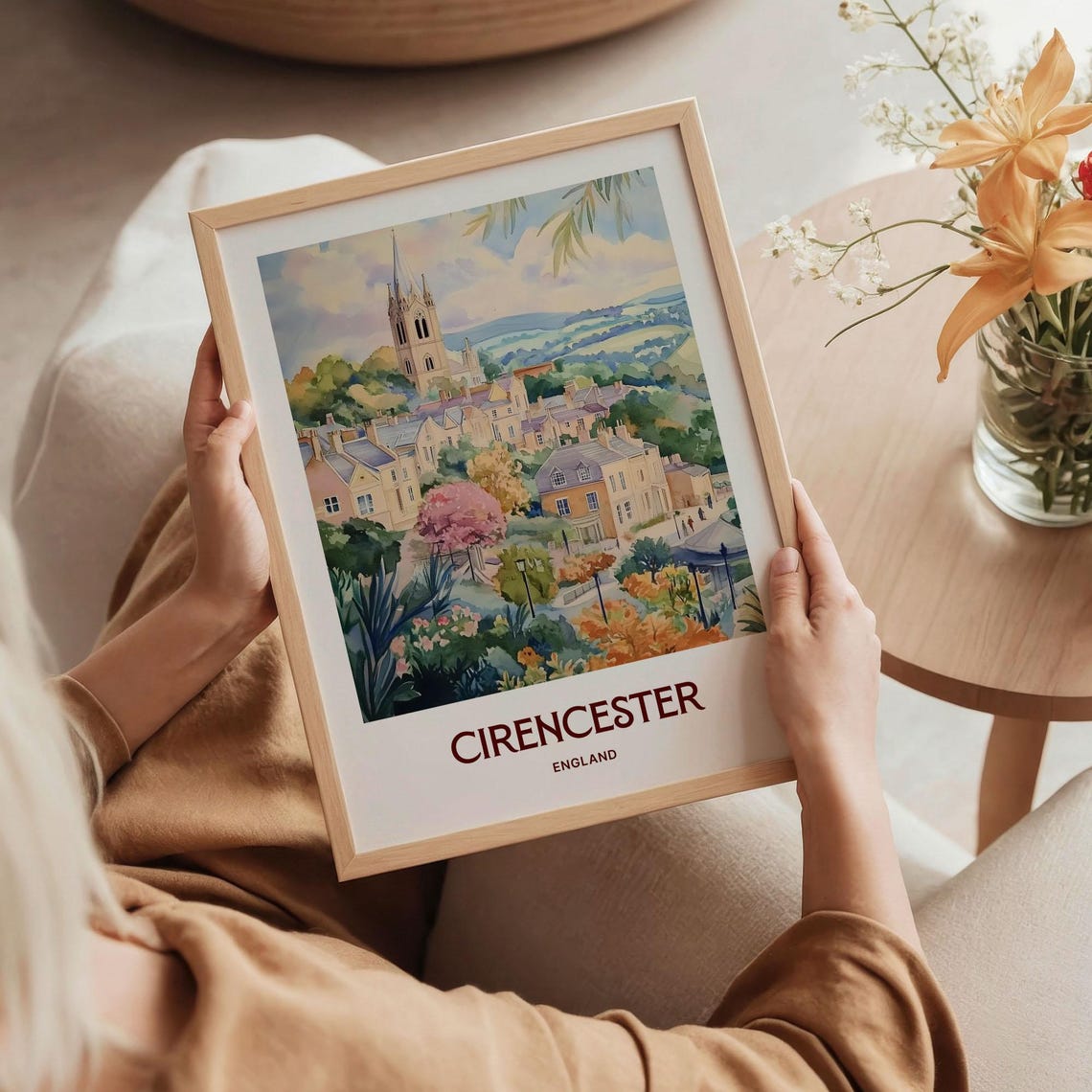 Cirencester England Cotswolds Stone Church Town Pastel Art Poster - Image 5