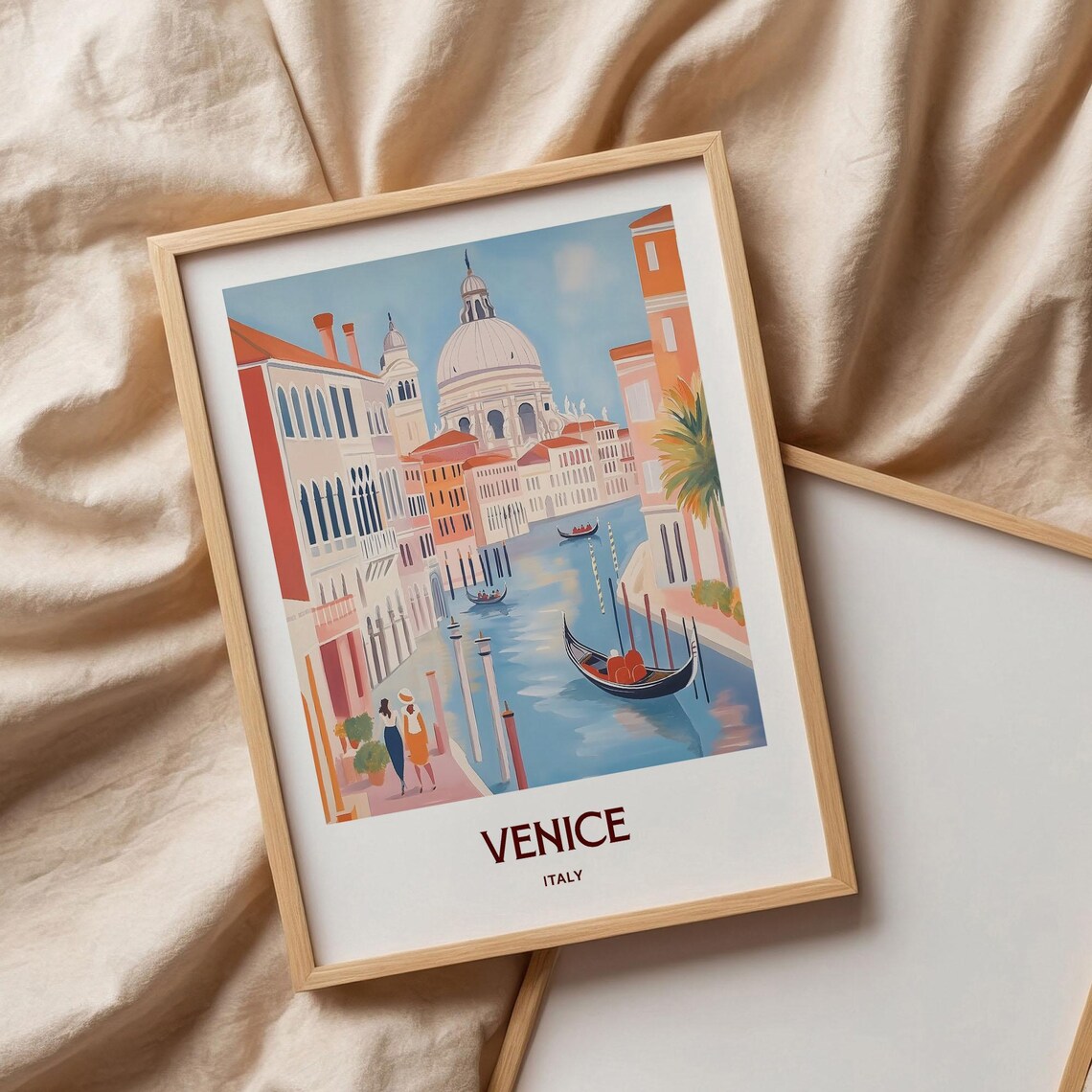 Venice Italy Grand Canal Gondola Salute Dome Travel Art Poster - Image 3