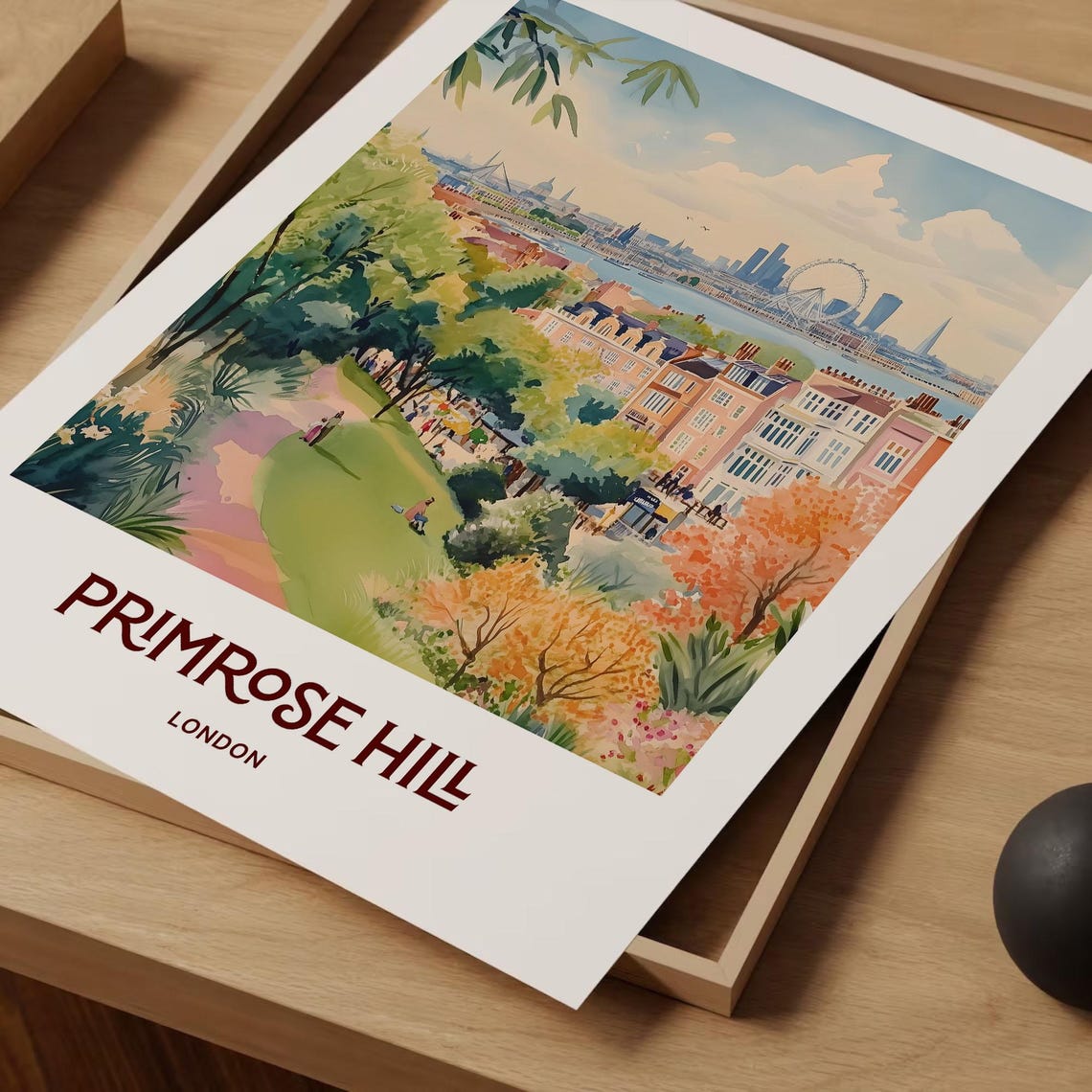 Primrose Hill London Park Skyline Watercolor Poster Thames View - Image 2