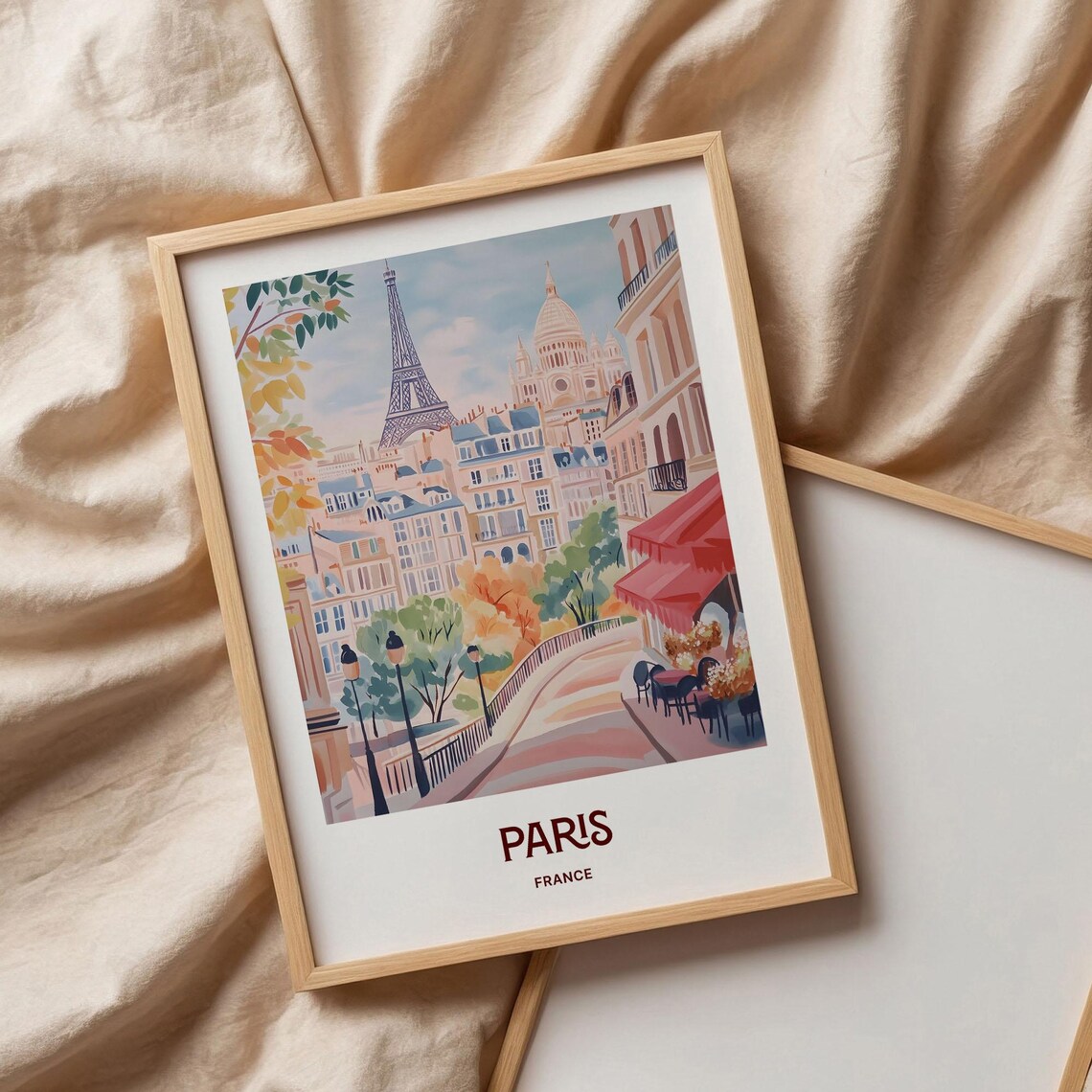 Paris France Eiffel Tower Montmartre Charming Street Scene Poster - Image 3