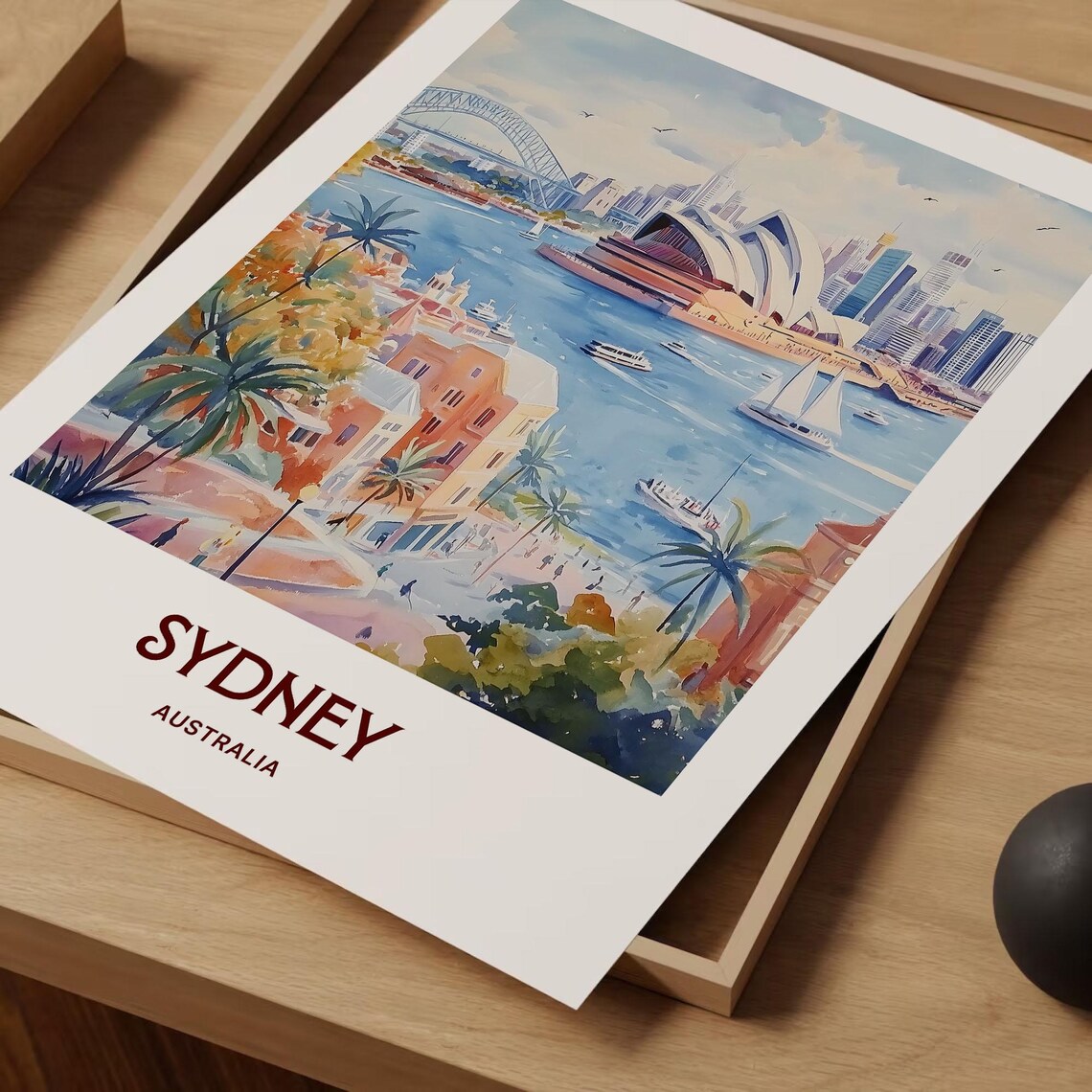 Sydney Australia Opera House Harbour Bridge Water Art Poster - Image 2