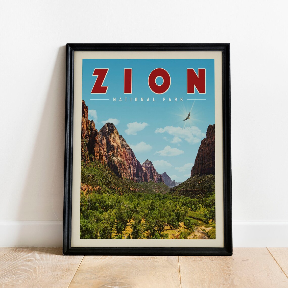 Zion National Park Vintage Hiking Travel Poster
