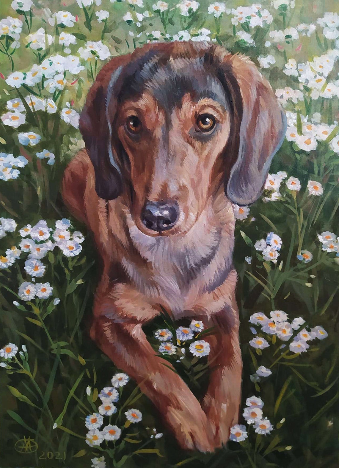 Custom Pet Portraits Dog Painting, Father's Day Gift - Image 3
