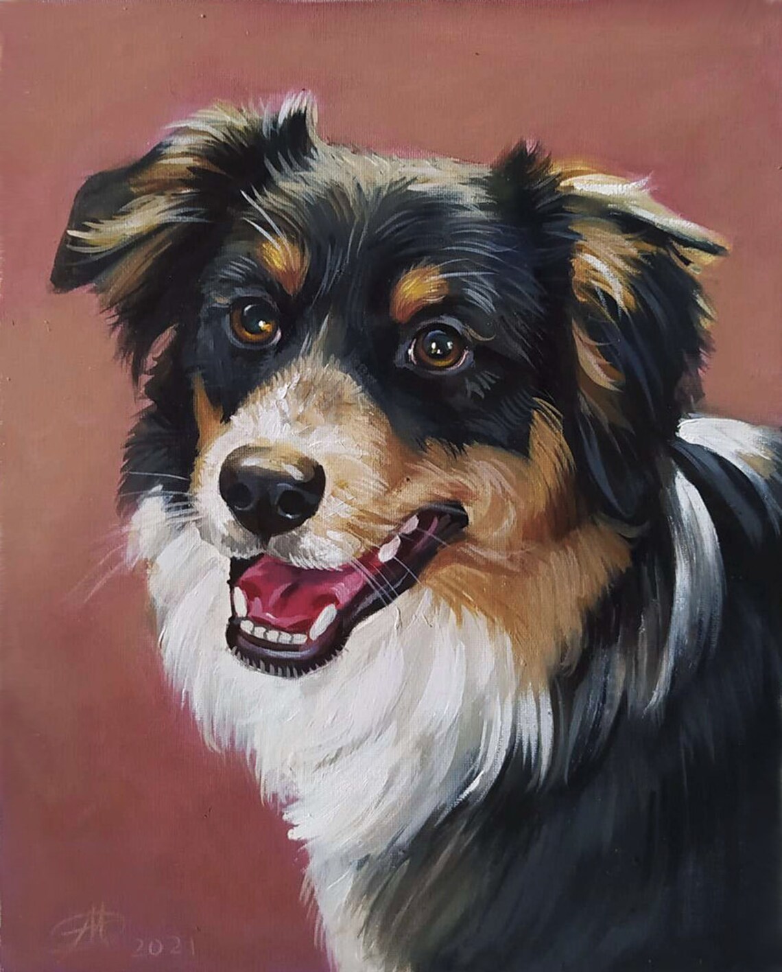 Custom Dog Pet Portrait, Oil Painting Art Print - Image 2