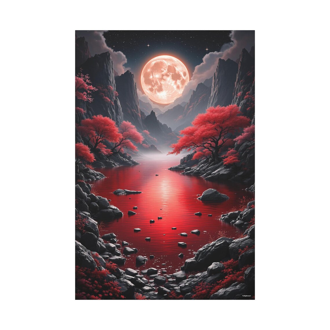Blood Moon Lagoon - Abstract Modern Art Print - Image 3