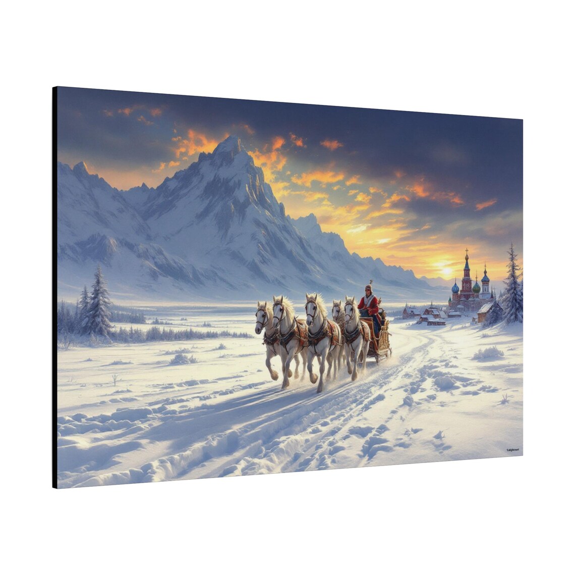 Winter Horse Sleigh Ride, Seasonal Art Print - Image 2