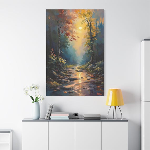 Vibrant Stream Sunrise Landscape Art Print