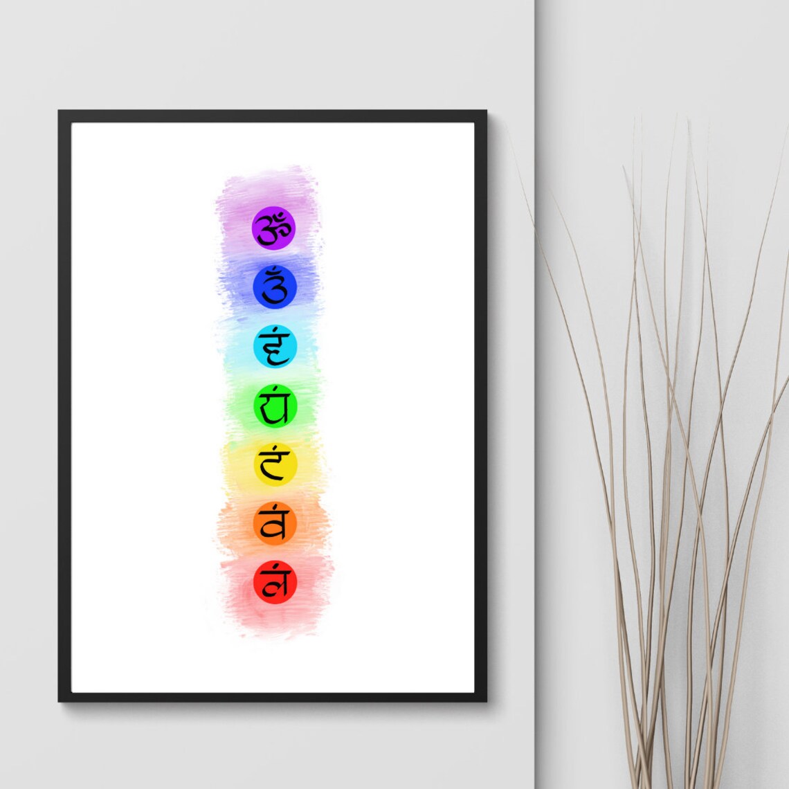 Colorful Chakra Energy Symbols Rainbow Watercolor Spiritual Yoga Wall Art - Image 4