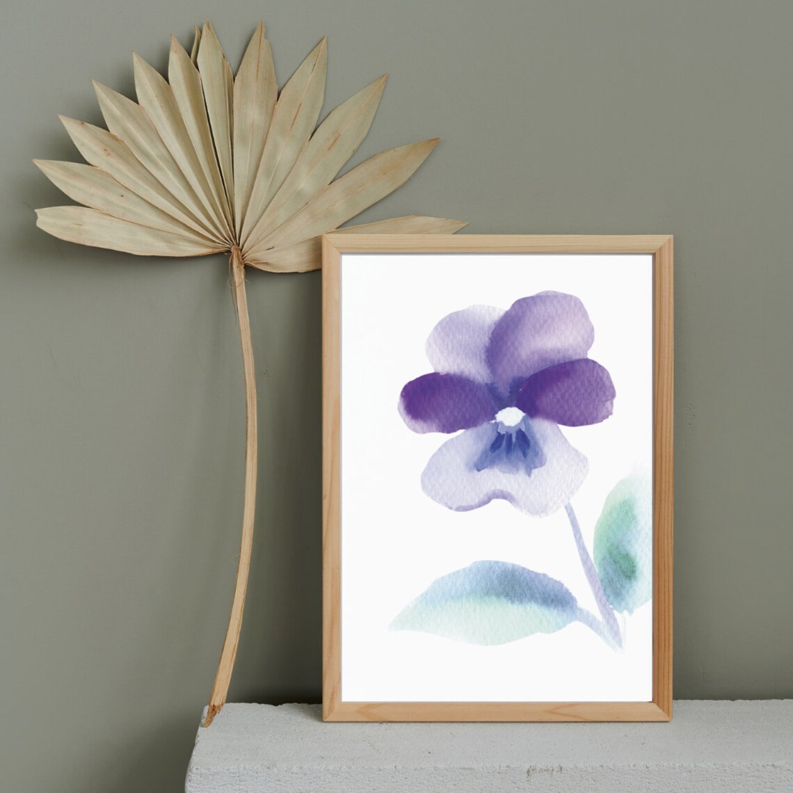 Delicate Purple Pansy Bloom Soft Watercolor Botanical Poster - Image 2