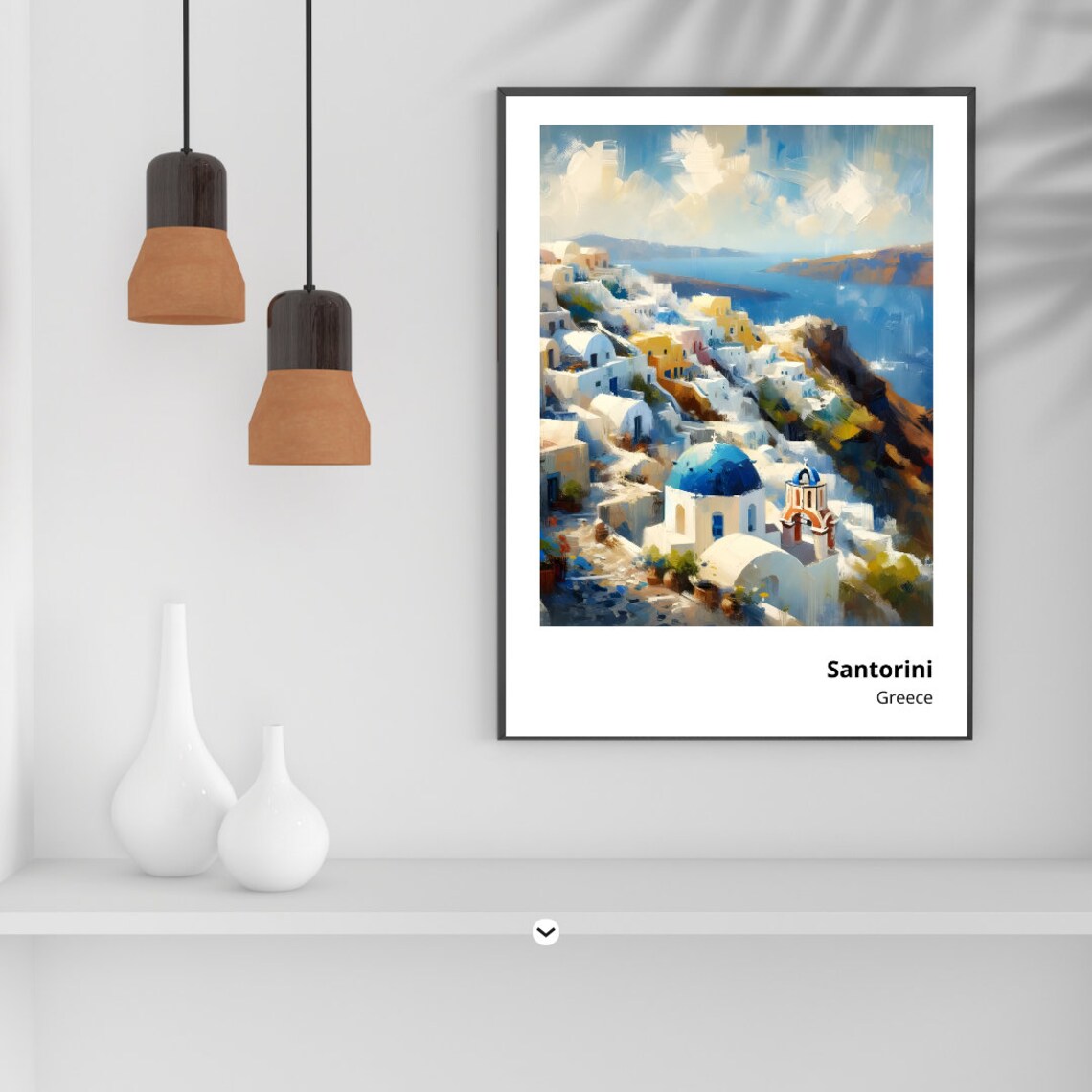 Santorini Greece Oia Blue Domes Caldera Aegean Sea View Poster
