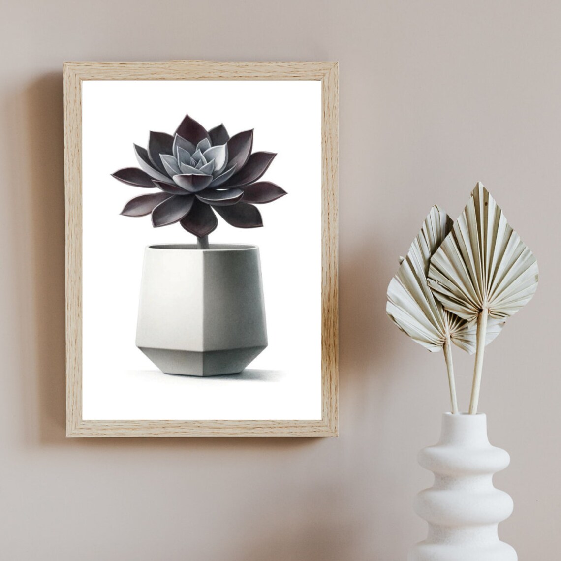 Modern Succulent in Geometric Pot, Wall Art