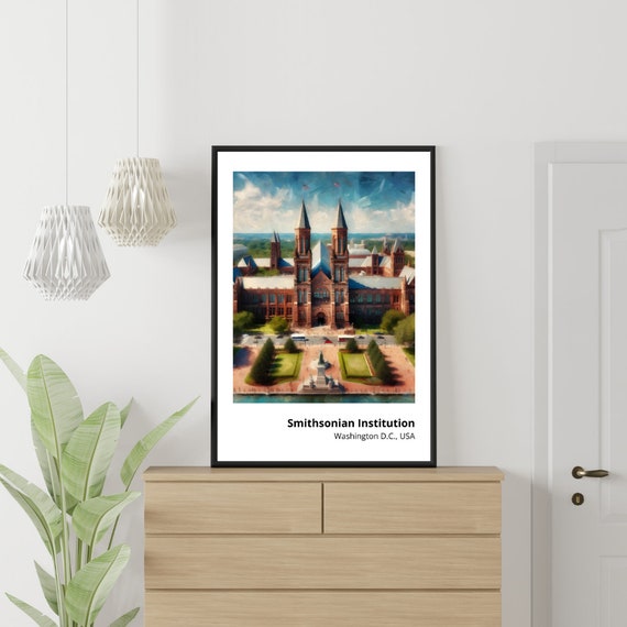Smithsonian Institution Art Print Stunning Painting Of Washington Dc Landmark Vibrant And Historic Wall Decor