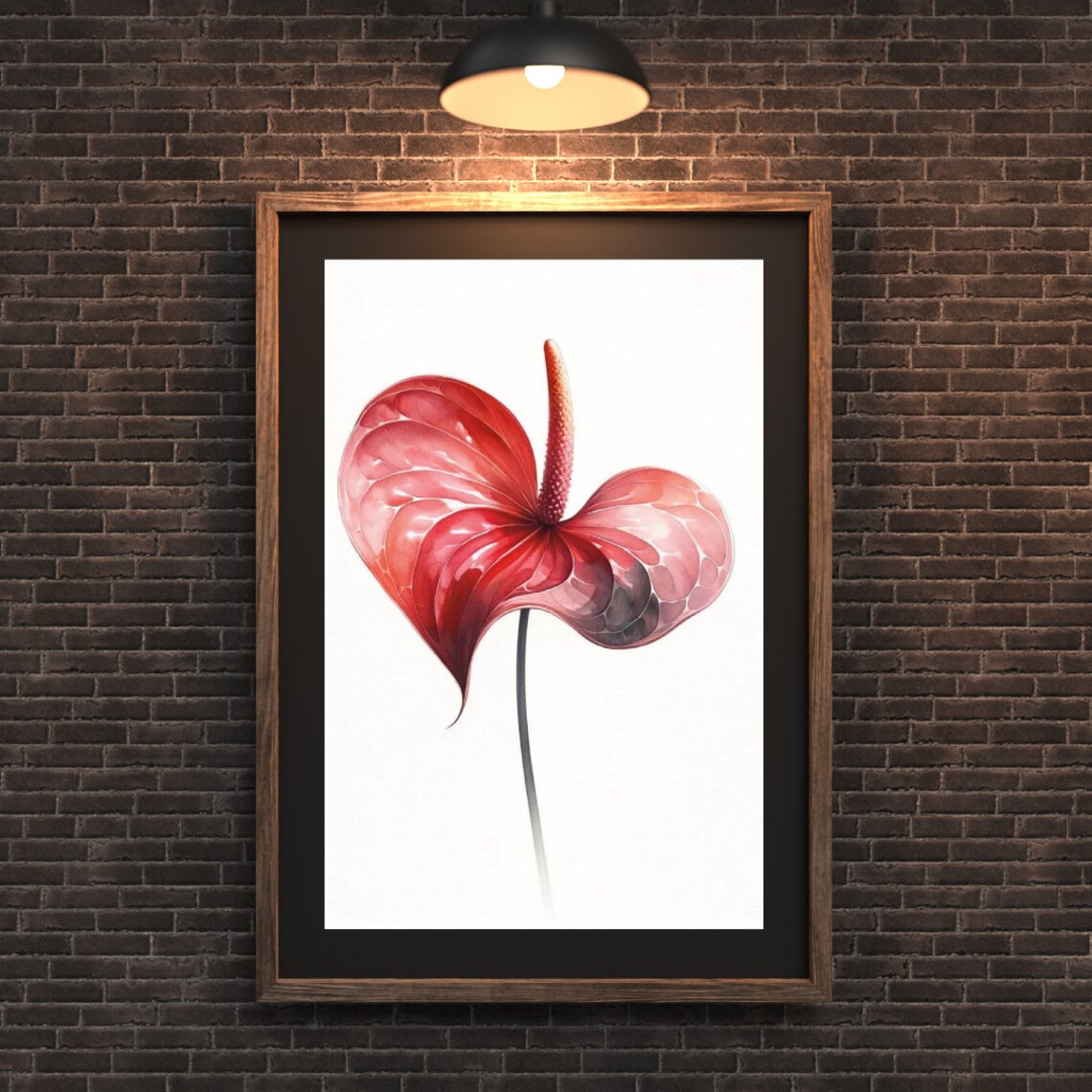Red Anthurium Watercolor Bold Exotic Floral Botanical Art Poster - Image 5