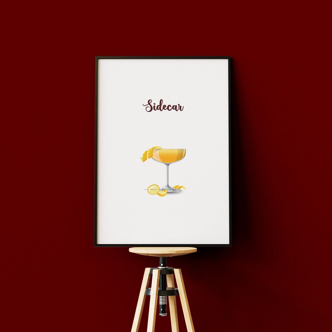 Sidecar Orange Coupe Cocktail Illustration Kitchen Decor Poster