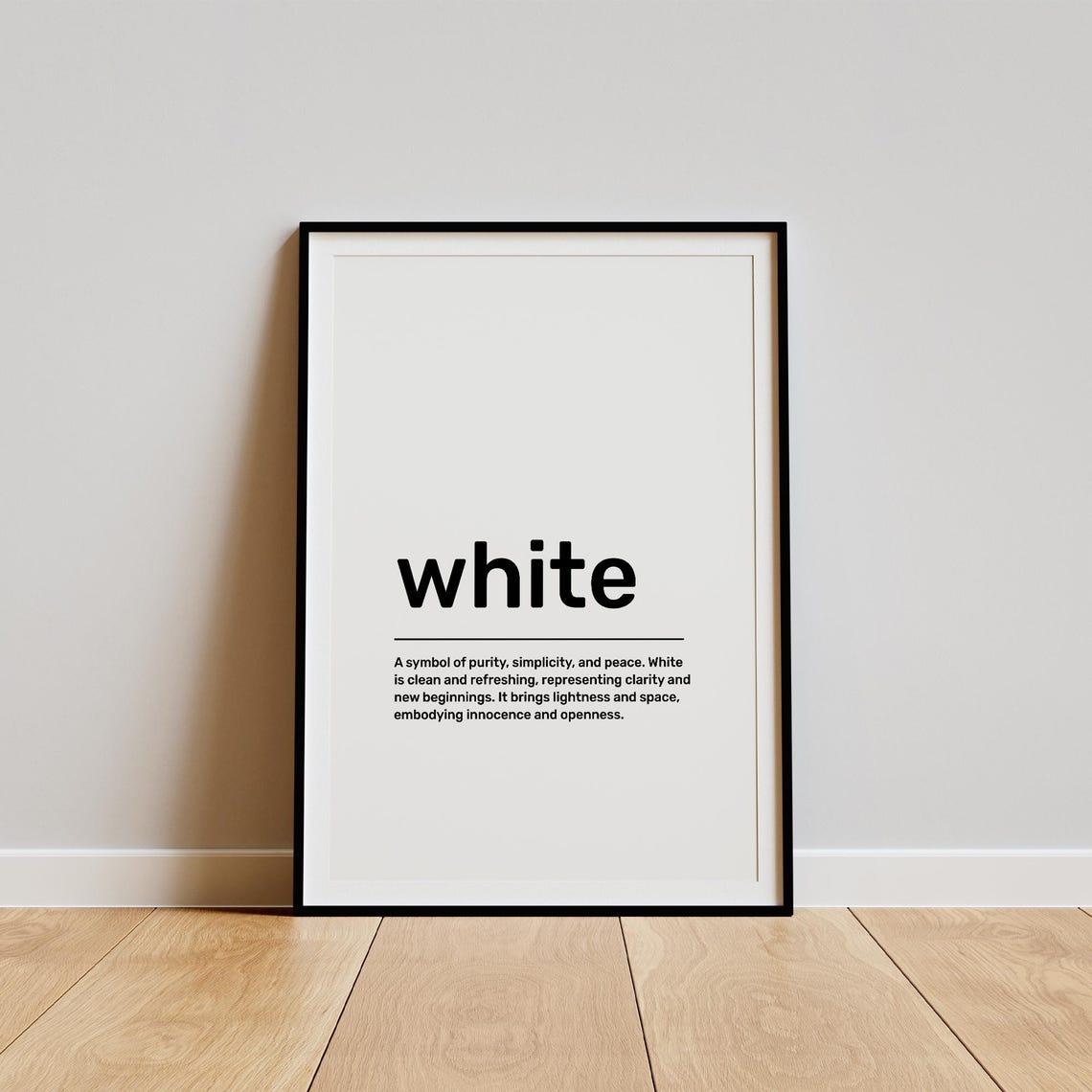 White Color Definition Dictionary Typography Minimalist Art Print