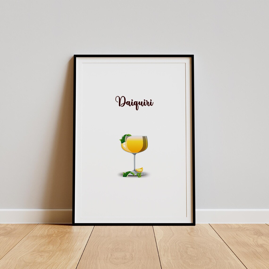 Daiquiri Golden Cocktail Lime Mint Tropical Kitchen Decor Poster