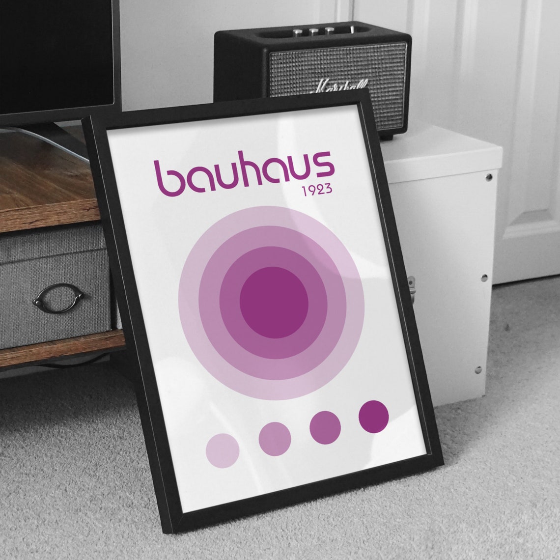 Bauhaus 1923 Purple Concentric Circles Minimalist Art Poster - Image 2