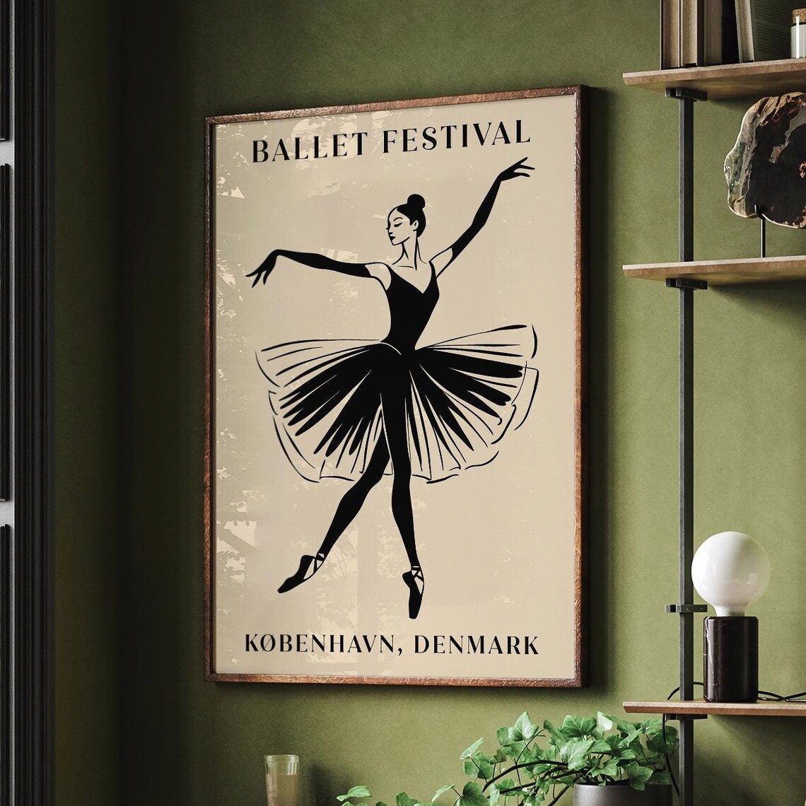 Ballet Festival Copenhagen Denmark Black Ballerina Silhouette Poster