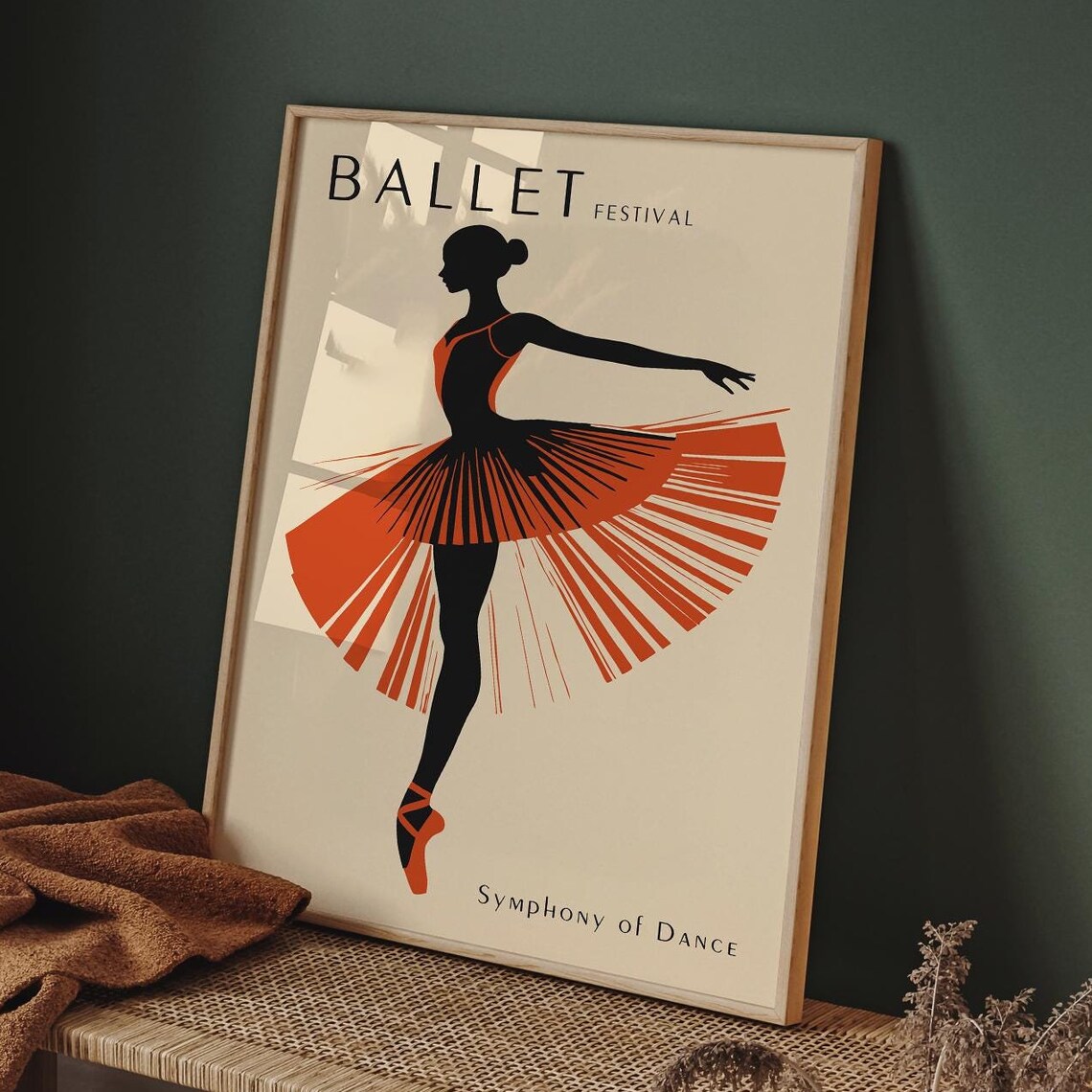 Ballet Festival Red Tutu Dancer Symphony of Dance Art Poster - Image 3