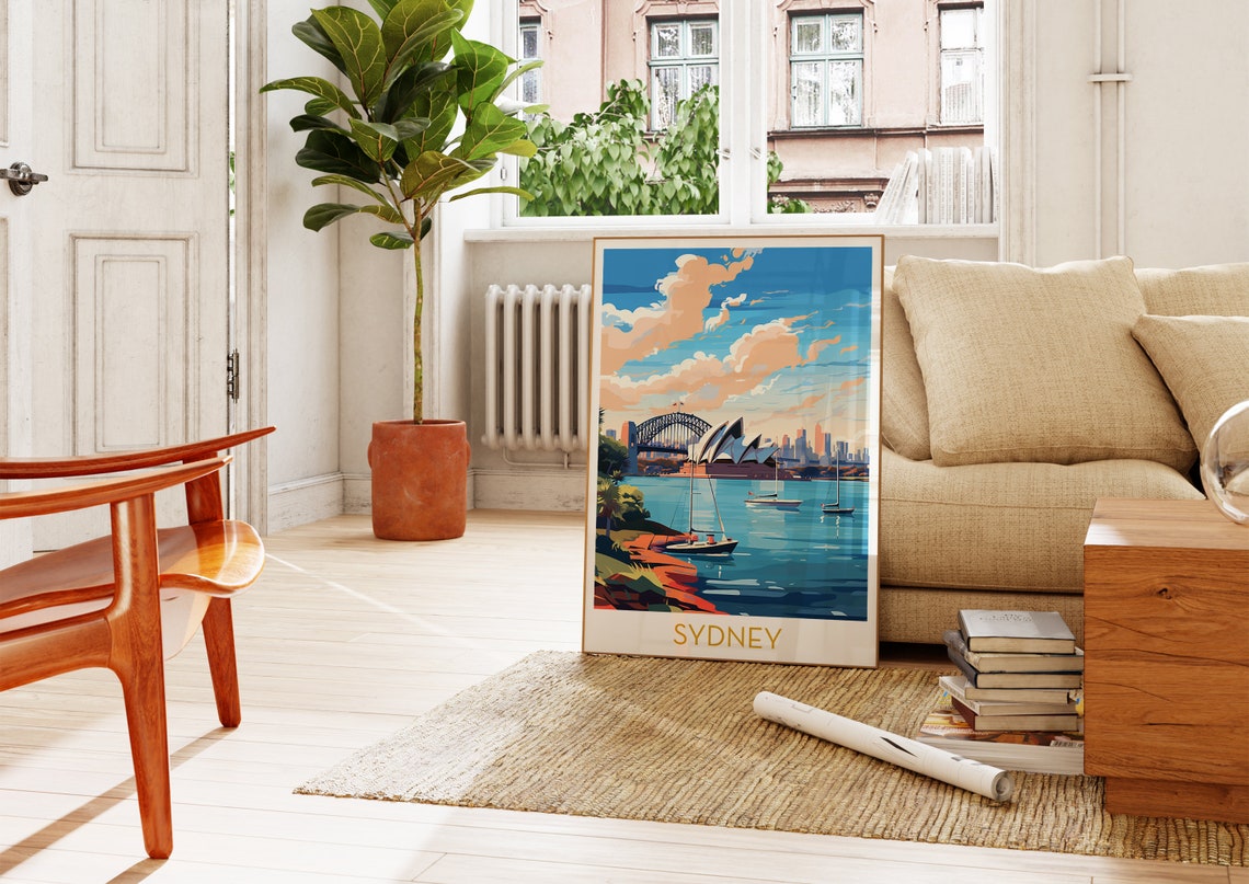 Sydney Australia Harbor Poster with Opera House and Sailboats - Image 4