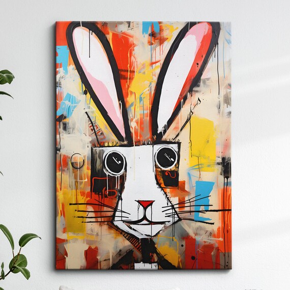 Colorful Rabbit Abstract Expressionist Splash Paint Animal Poster