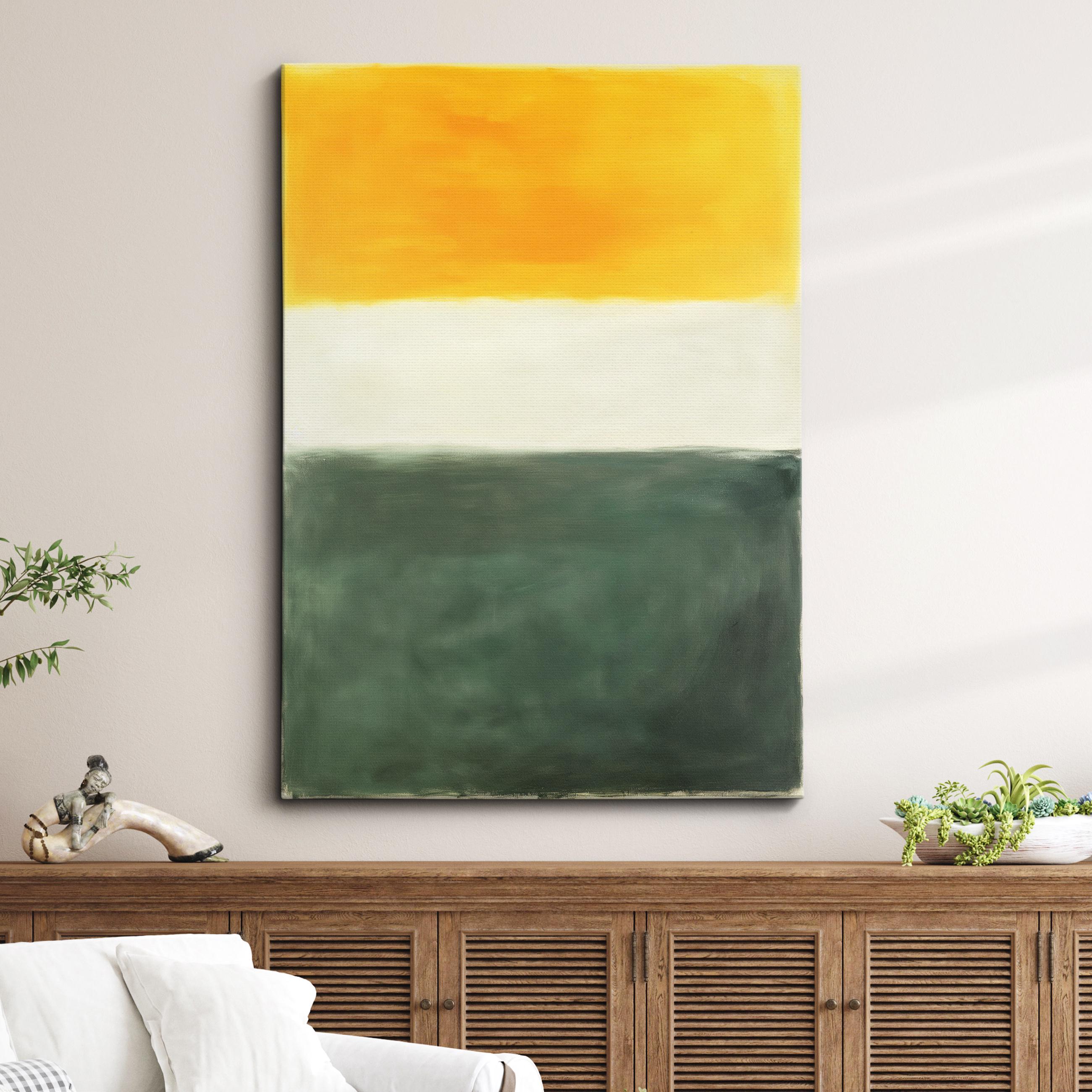 Rothko Style Yellow White Sage Green Abstract Blocks Art Poster