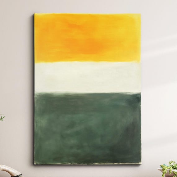 Modern Abstract Yellow Green Exhibition Oil Painting Wall Art Framed Canvas Poster Print Home Living Room Decor