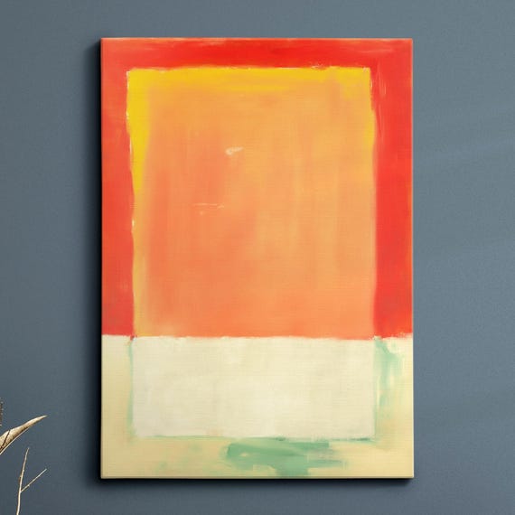 Modern Abstract Orange Green Exhibition Oil Painting Wall Art Framed Canvas Poster Print Home Living Room Decor