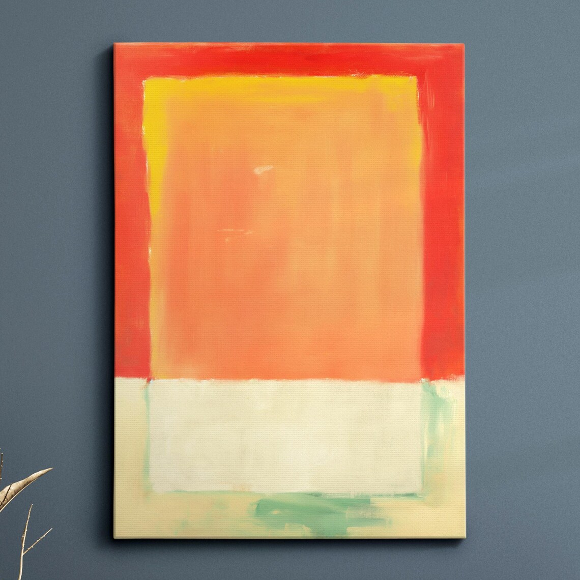 Red Orange White Green Rothko Style Color Field Abstract Art Poster