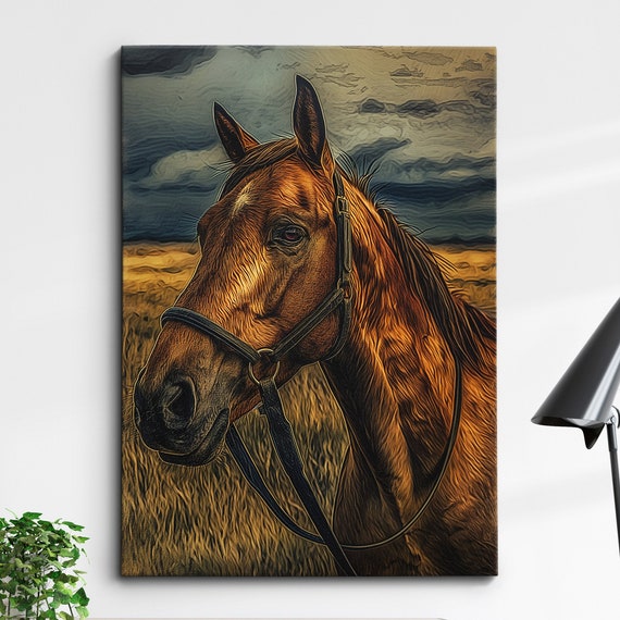 Horse Animal Abstract Oil Painting Splatter Style Wall Art Framed Canvas Poster Print Home Kitchen Office Room Decor Gifts