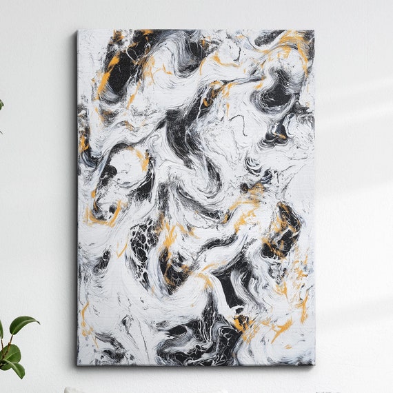 Modern Abstract Black White Minimalist Geometric Oil Painting Wall Art Framed Canvas Poster Print Home Living Room Decor Gift Ideas