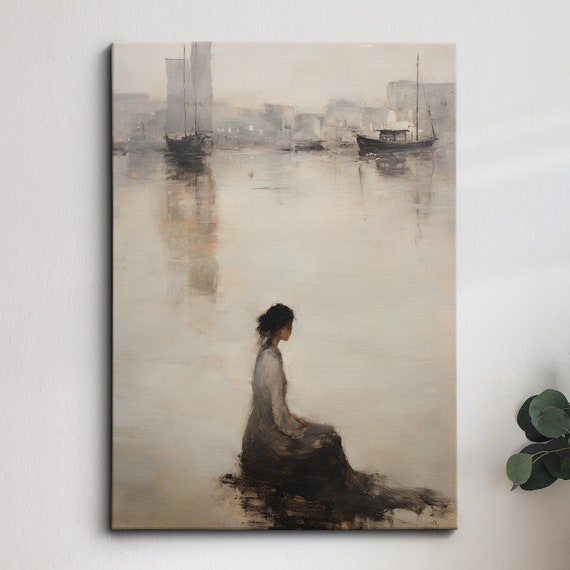 Woman In The Lake Abstract Oil Painting Style Wall Art Framed Canvas Poster Print Home Kitchen Office Room Decor Gifts
