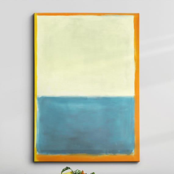 Modern Abstract Blue Orange Exhibition Oil Painting Wall Art Framed Canvas Poster Print Home Living Room Decor